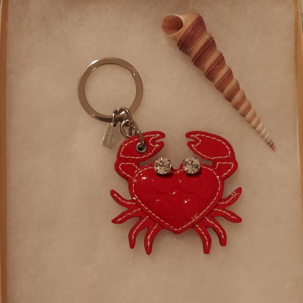 Rare red COACH crab keyring